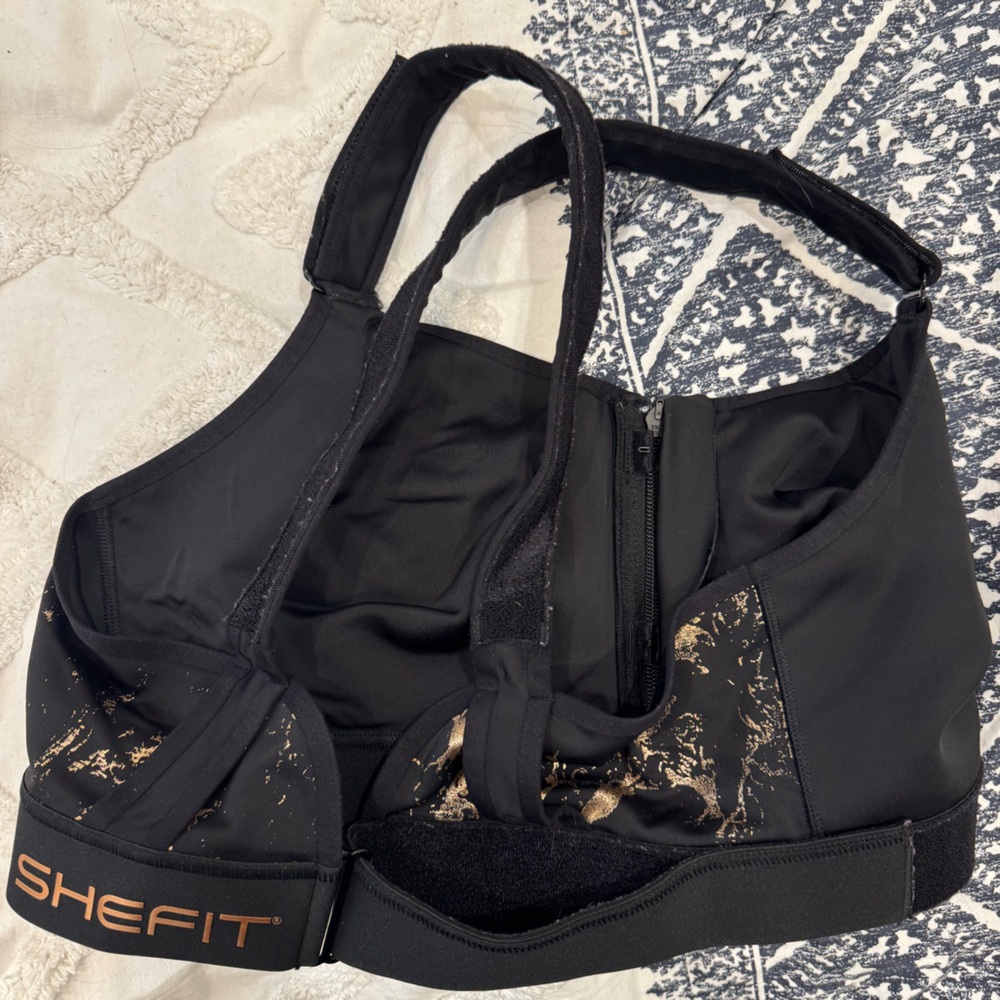 SHEFIT Ultimate Sports Bra Luxe Black Gold Foil Marble 3Luxe Adjustable Women’s - Picture 6 of 7
